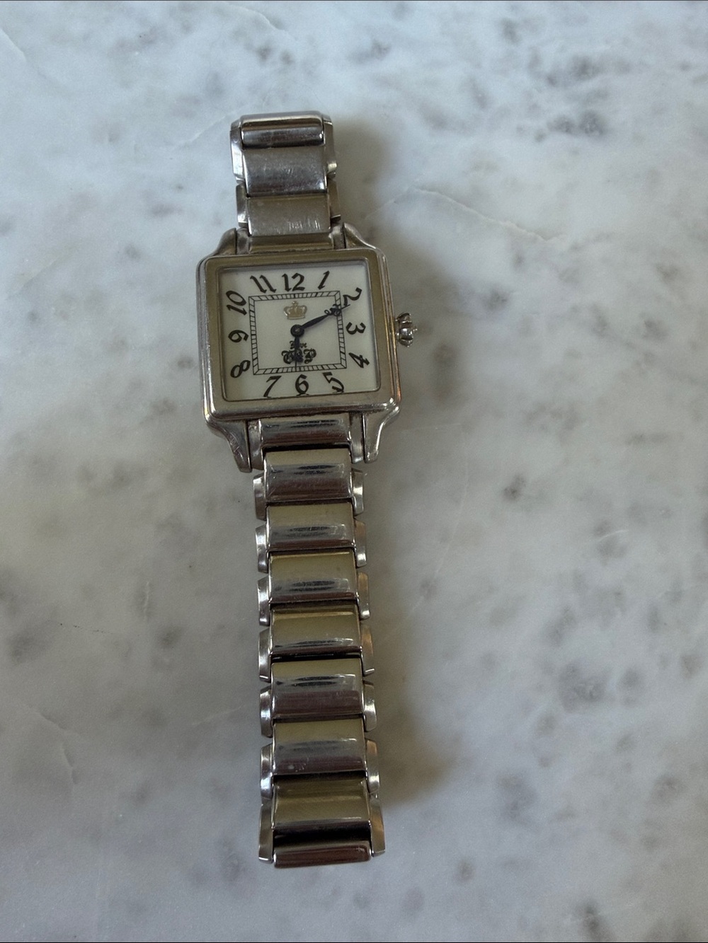 Juicy Couture Silver Tone Square Dial Women's Watch with Cream Face